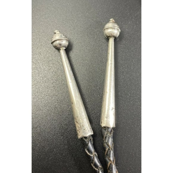 Old Pawn Zuni Sun Face Bolo Tie Inlay Sterling Bennett Patent Pending Clasp - Picture 5 of 8